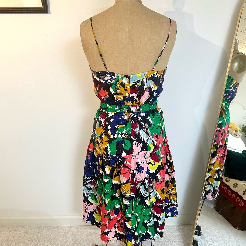 J Crew Women’s Colorful Abstract Silk Midi Dress Sz 4 - Picture 5 of 11